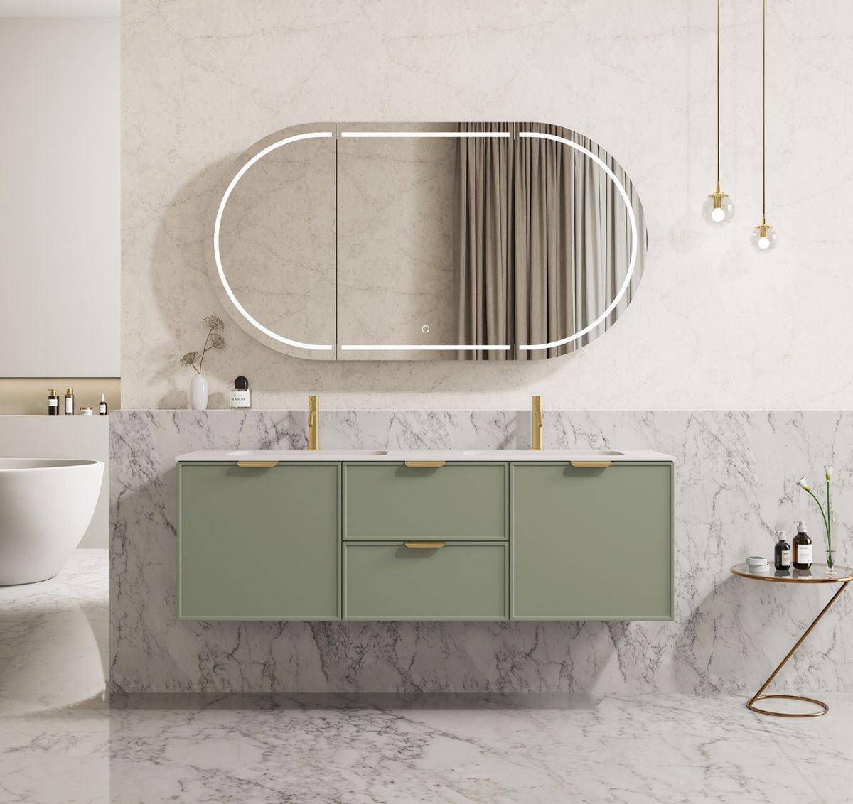 Miami vanity in Olive Green