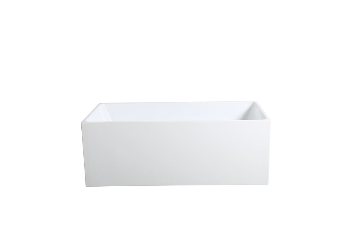 Theo back-to-wall bath in a tiled bathroom