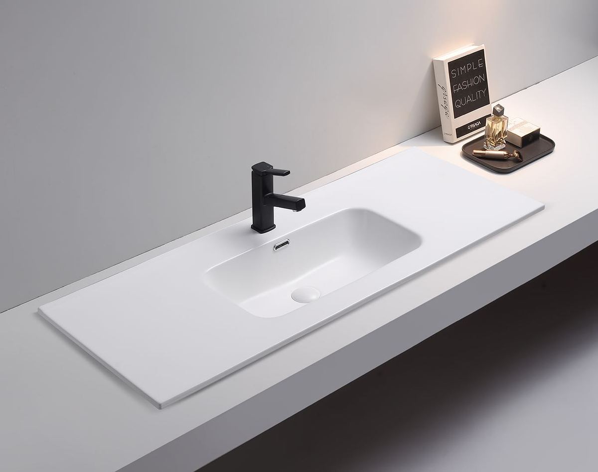 Solid surface vanity top in Matte White, 1200mm