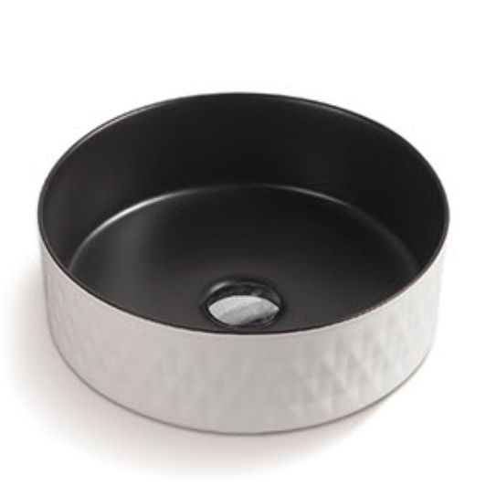 PA3636BW round above-counter basin, Matte Black and White