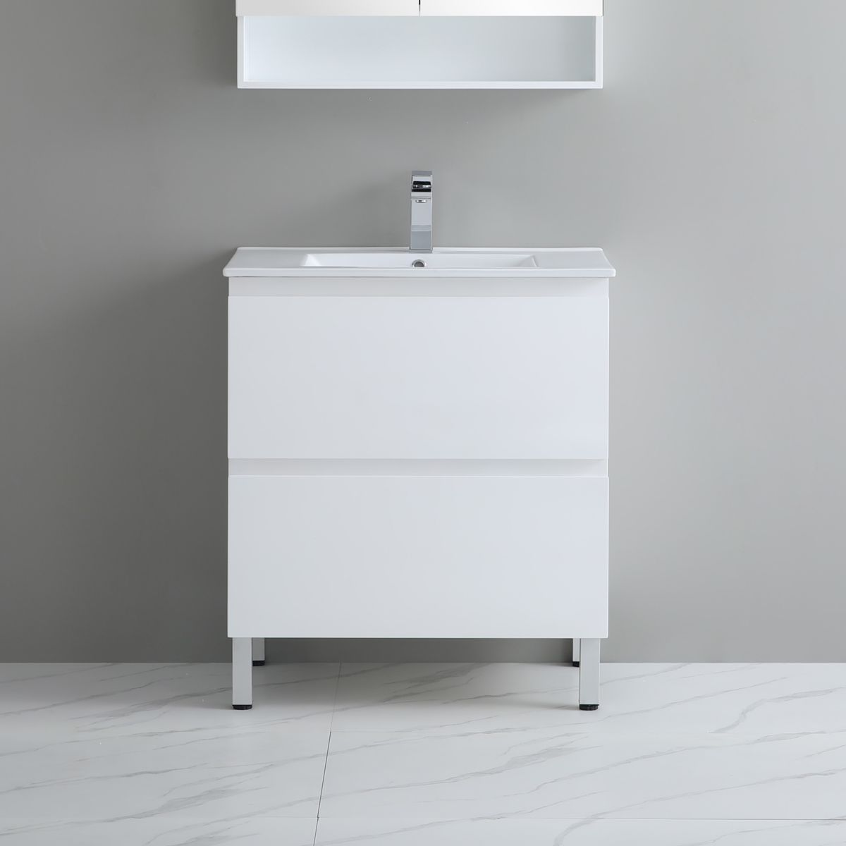 Riva 750mm vanity on legs with a mirror cabinet